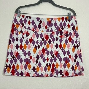 Lija Skort Women’s Size 12 Pink Multicolored Diamond Golf Tennis Casual Exercise